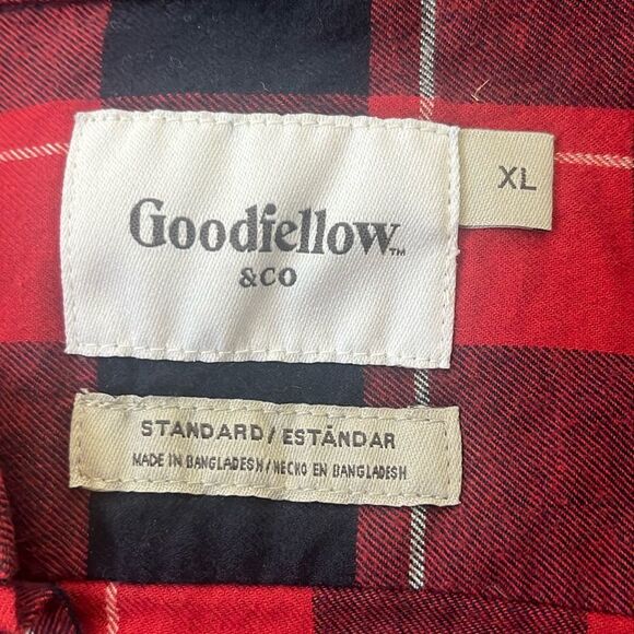 New Without Tags Goodfellow and Co. Men’s Red & Black Plaid Shirt Size XL - Picture 4 of 4
